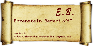 Ehrenstein Bereniké névjegykártya